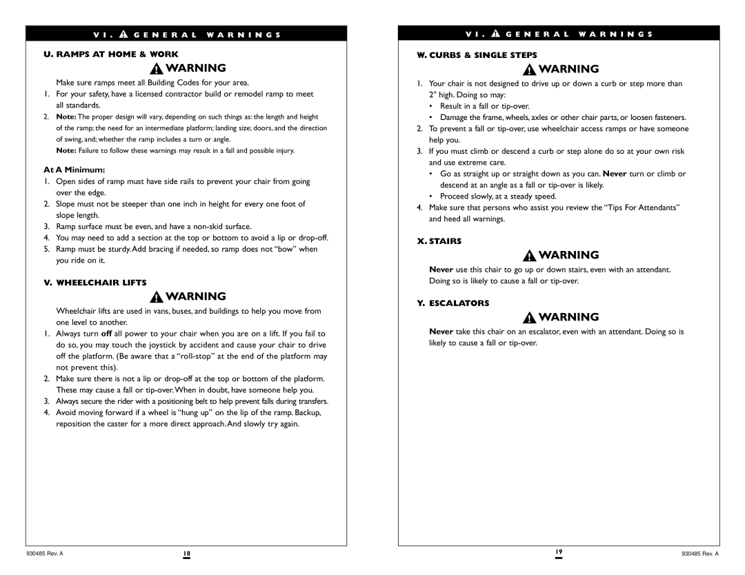 Sunrise Medical V-521 instruction manual Ramps AT Home & Work, Wheelchair Lifts, Curbs & Single Steps, Stairs, Escalators 