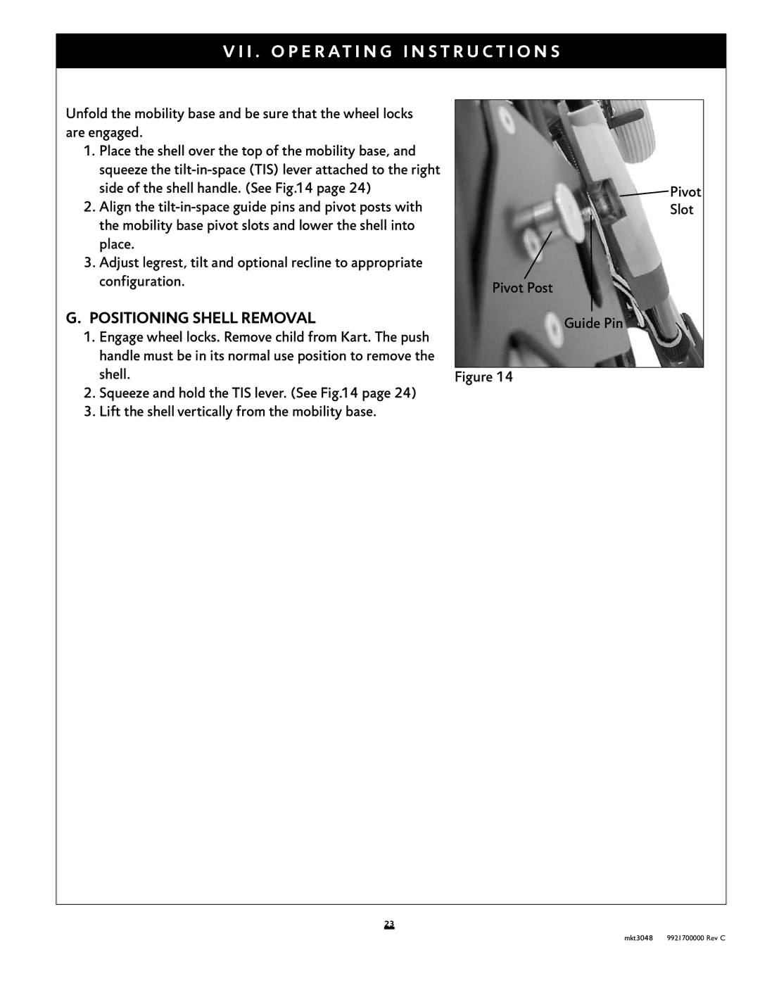 Sunrise Medical Xpress instruction manual Positioning Shell Removal 