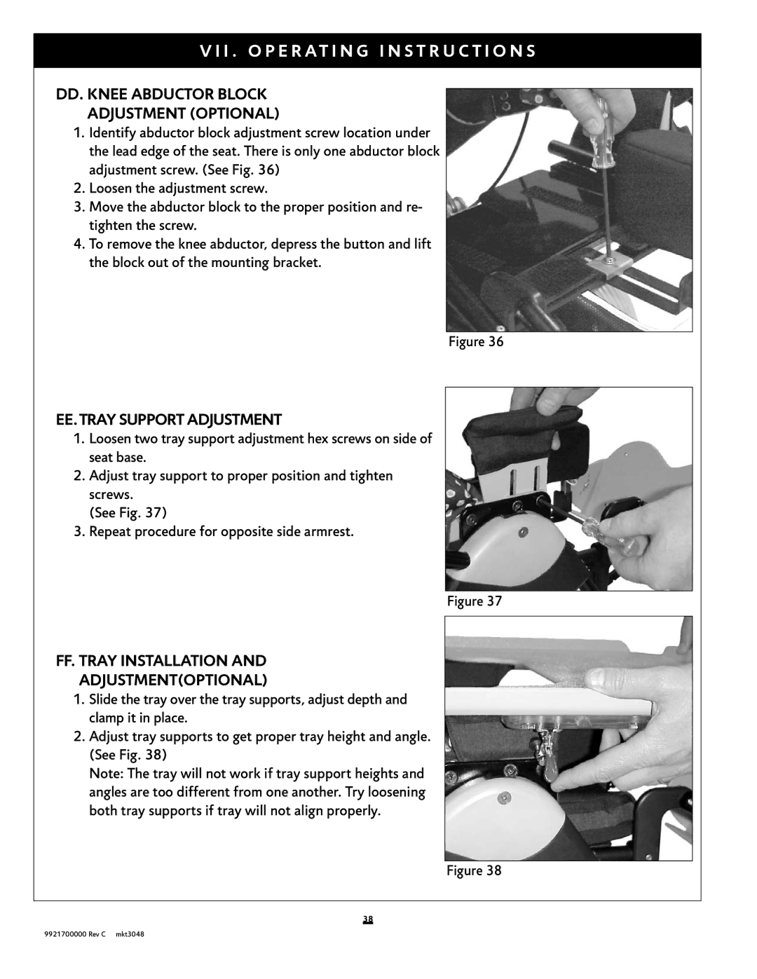 Sunrise Medical Xpress instruction manual DD. Knee Abductor Block Adjustment optional, EE. tray support Adjustment 