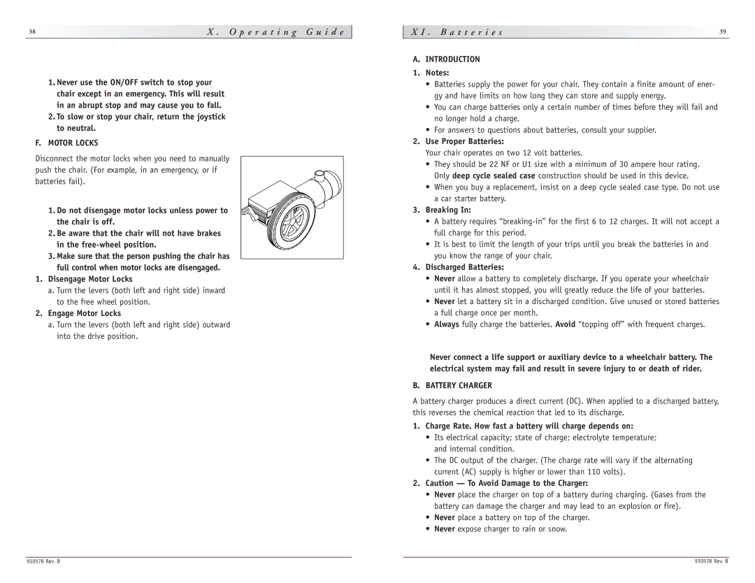 Sunrise Medical Z-500 instruction manual B a t t e r i e s, Introduction, Battery Charger 