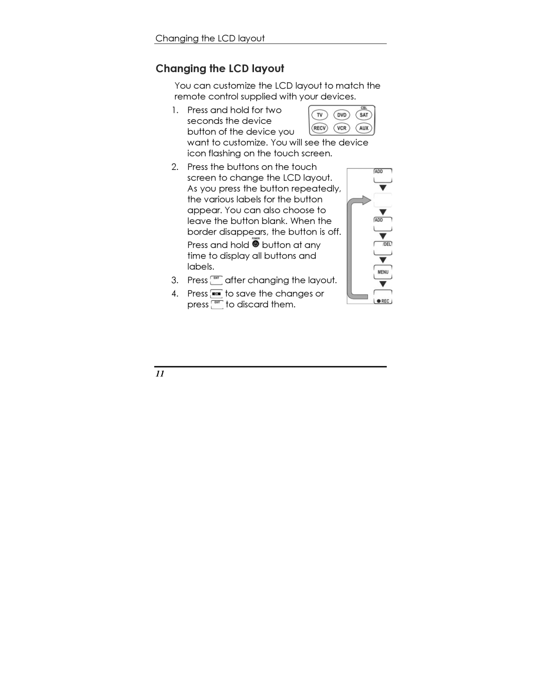 Sunwave Tech SRC-1600 manual Changing the LCD layout 