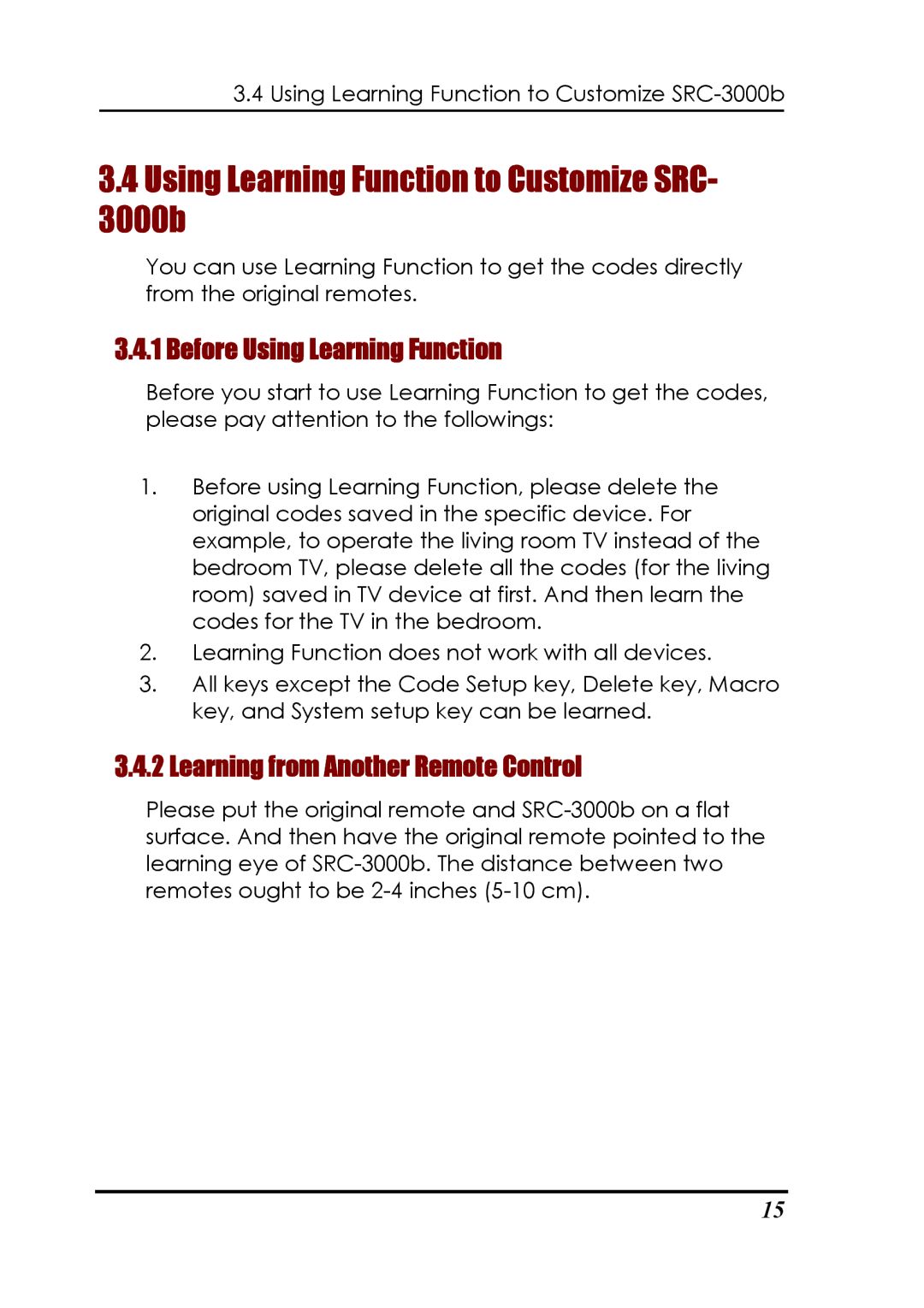 Sunwave Tech SRC-3000b manual Using Learning Function to Customize SRC- 3000b, Before Using Learning Function 
