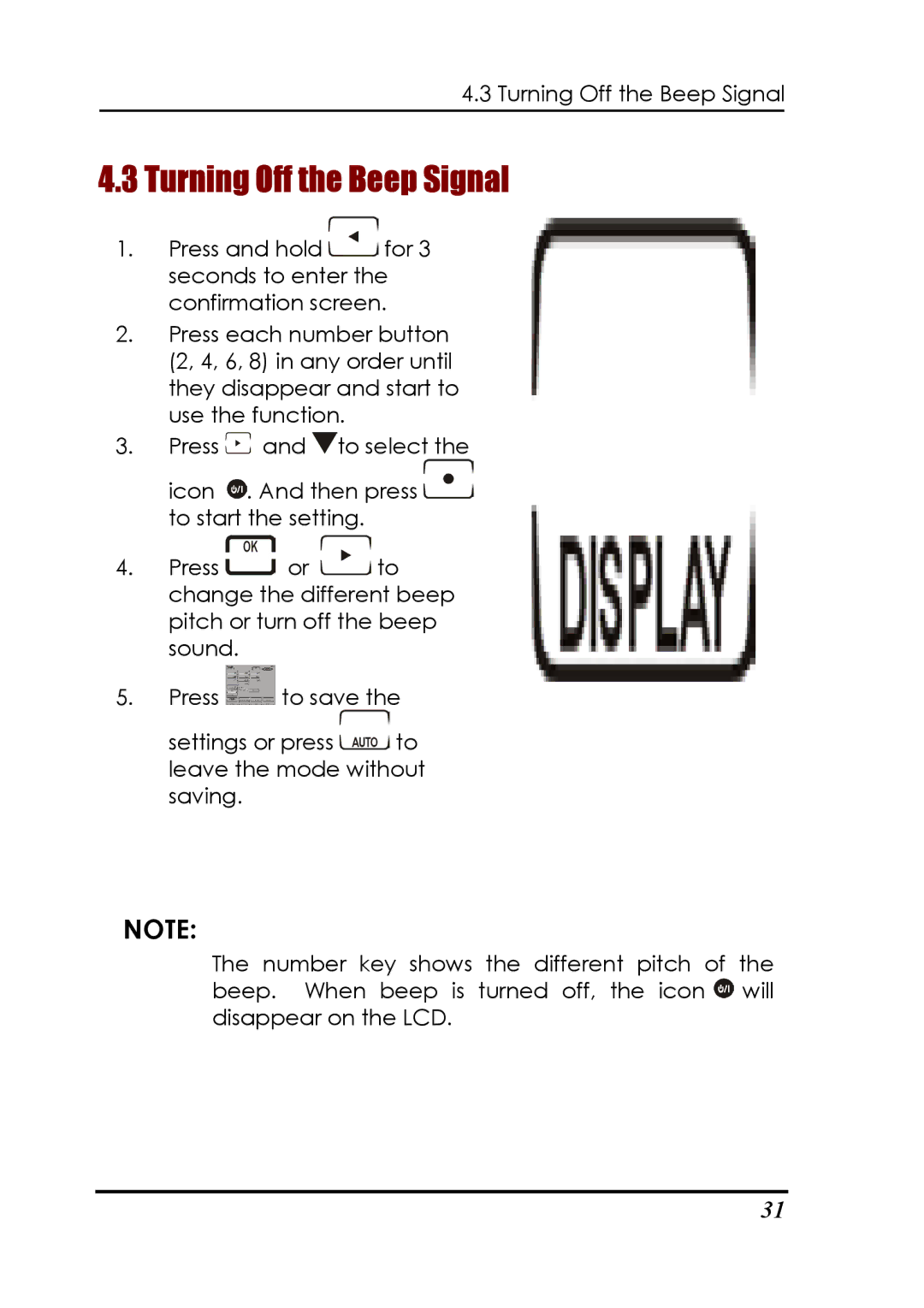 Sunwave Tech SRC-3000b manual Turning Off the Beep Signal 