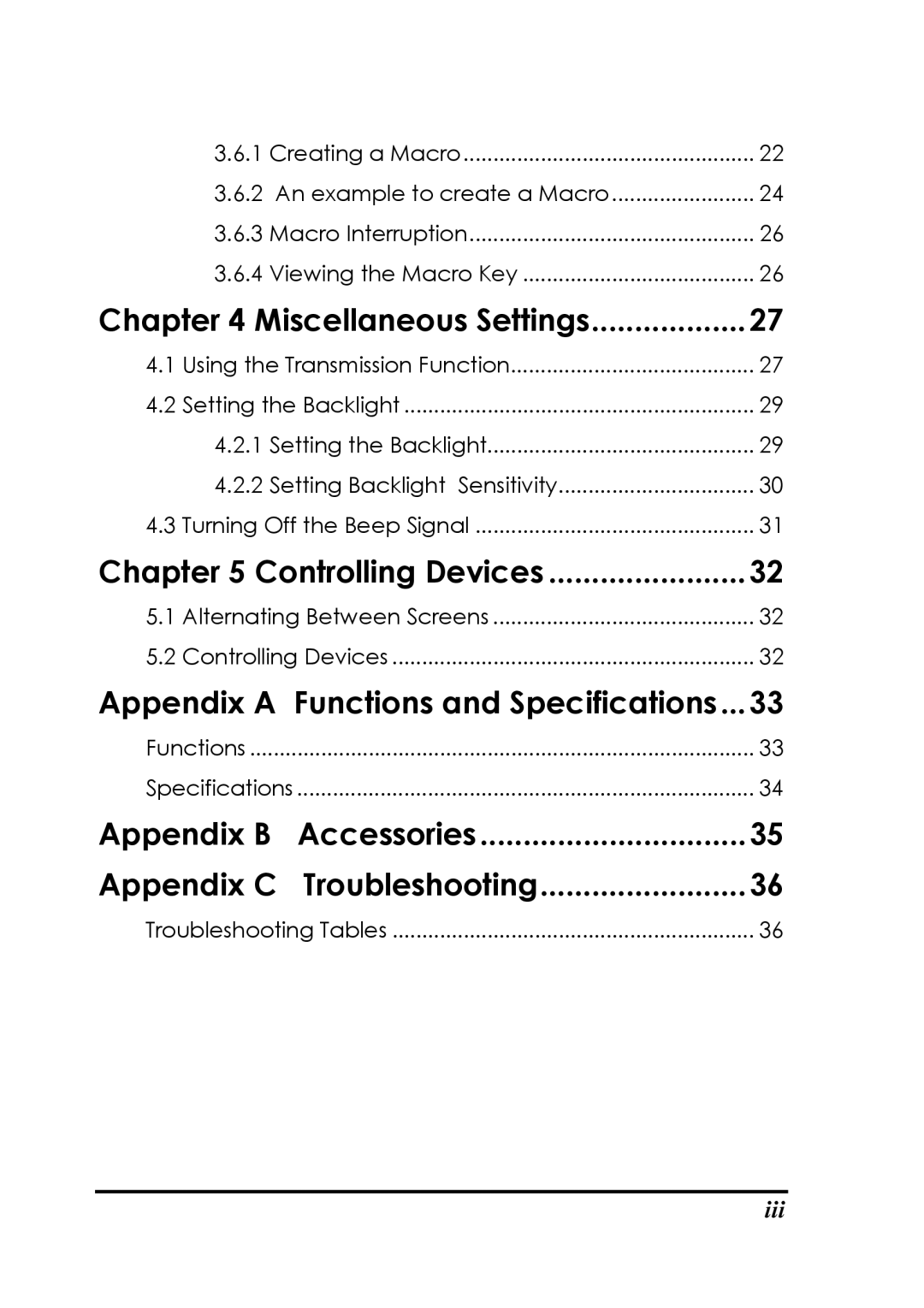 Sunwave Tech SRC-3000b manual Appendix B Accessories Appendix C Troubleshooting 