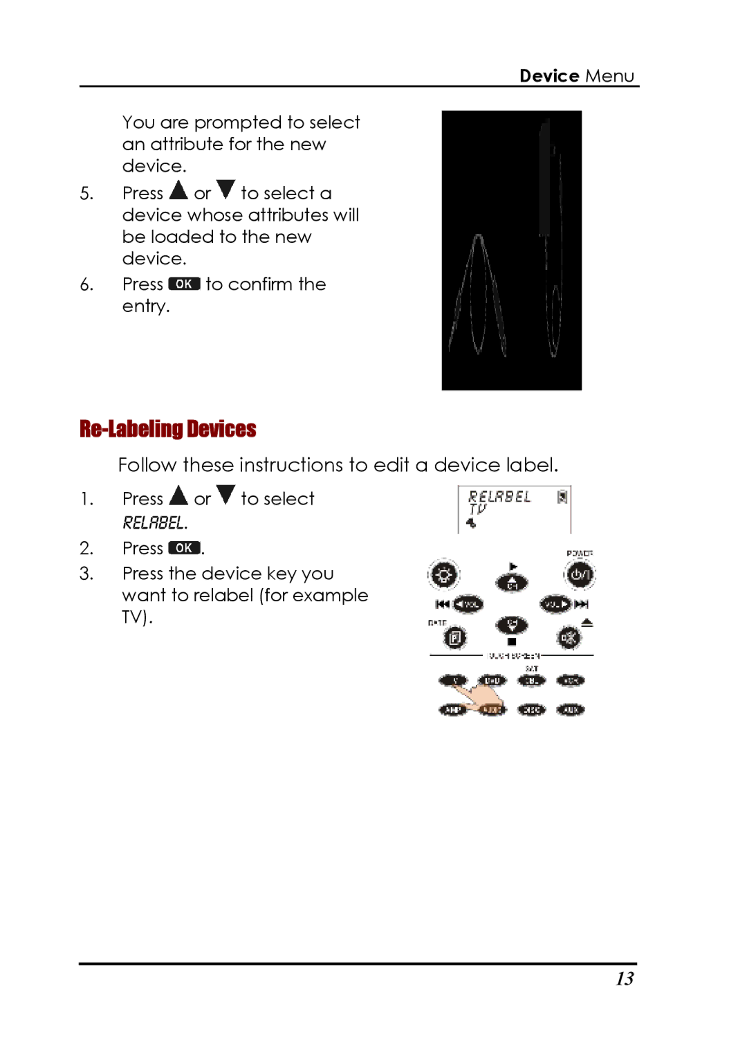 Sunwave Tech 3815, SRC-3810 manual Re-Labeling Devices, Follow these instructions to edit a device label 