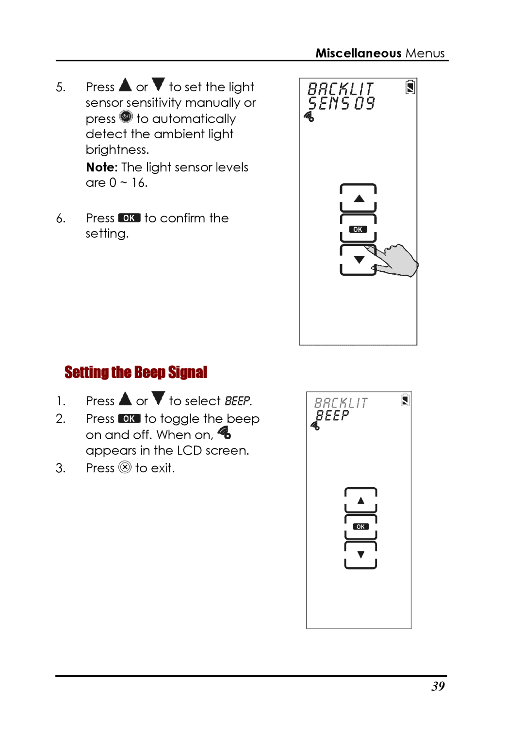 Sunwave Tech 3815, SRC-3810 manual Setting the Beep Signal 