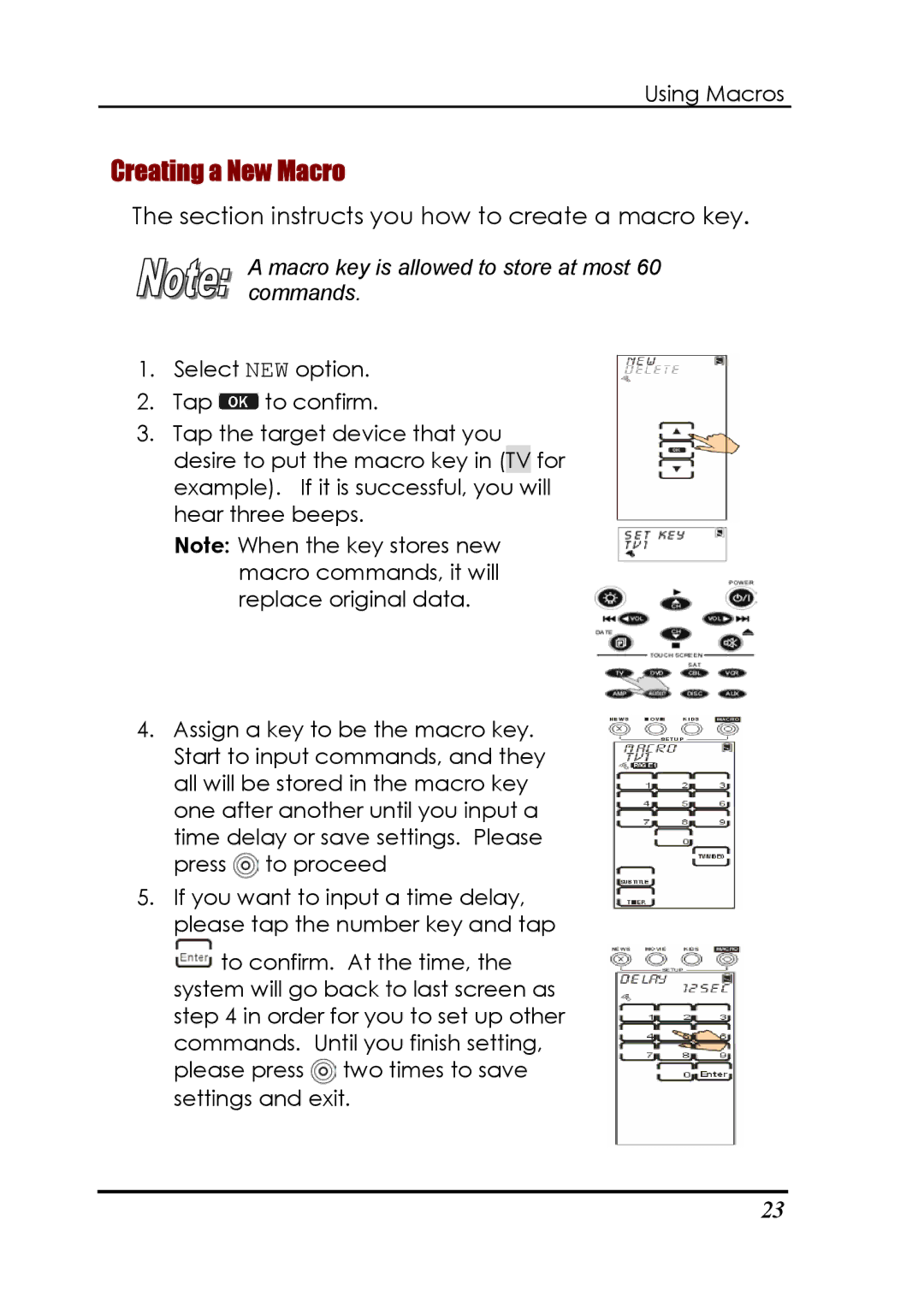 Sunwave Tech SRC-3820 manual Creating a New Macro, Section instructs you how to create a macro key 