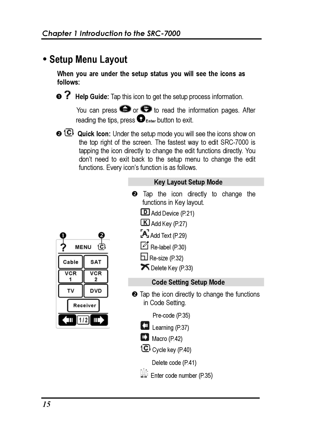 Sunwave Tech SRC-7000 manual Key Layout Setup Mode, Code Setting Setup Mode 