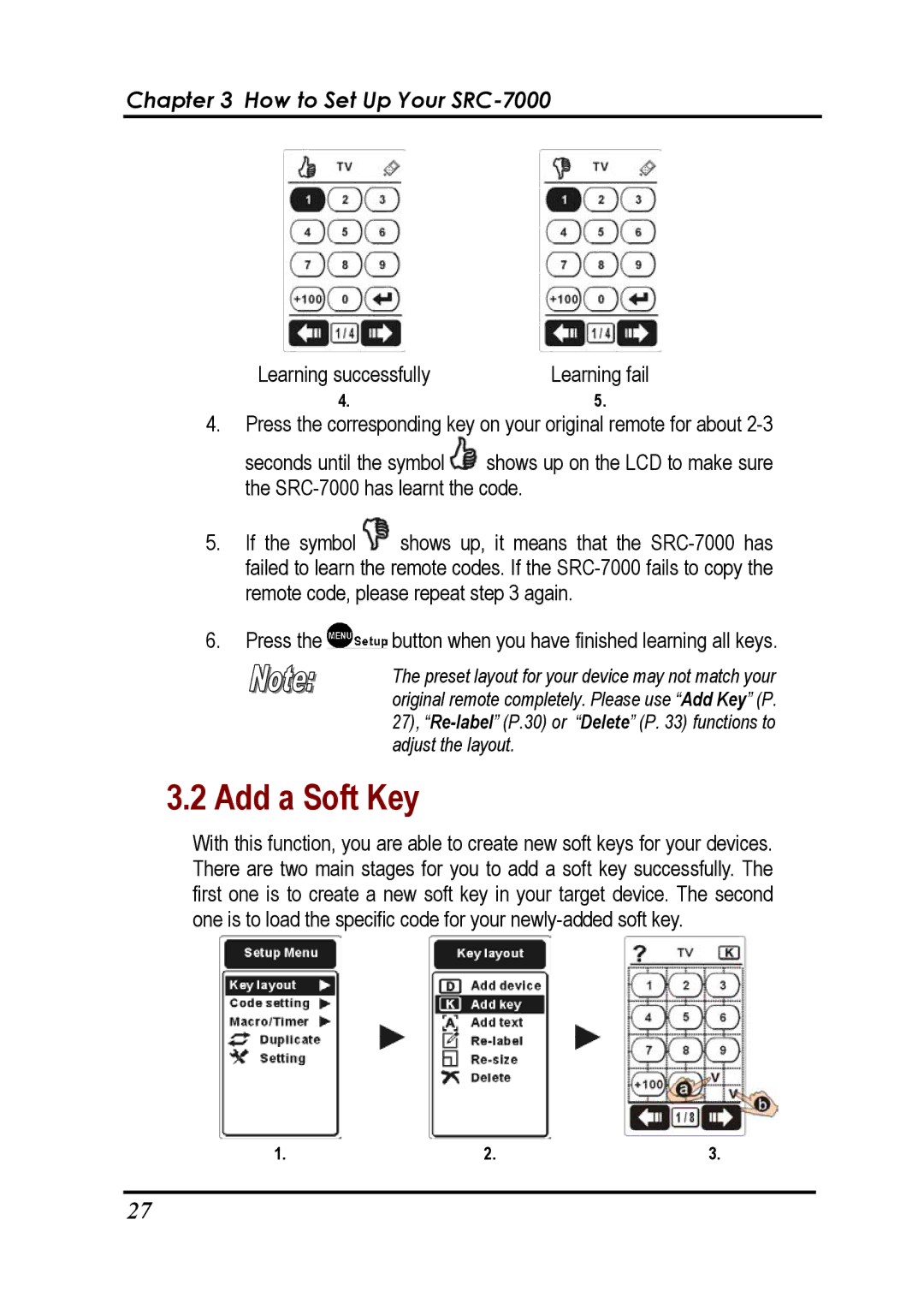 Sunwave Tech SRC-7000 manual Add a Soft Key 