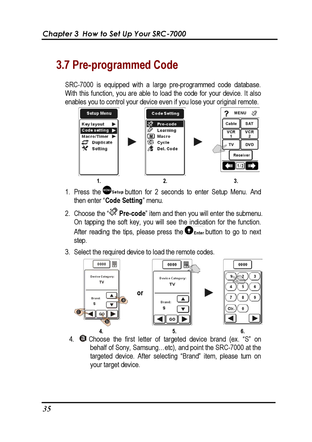 Sunwave Tech SRC-7000 manual Pre-programmed Code 