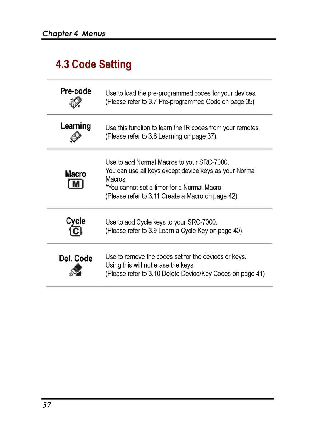 Sunwave Tech SRC-7000 manual Code Setting 