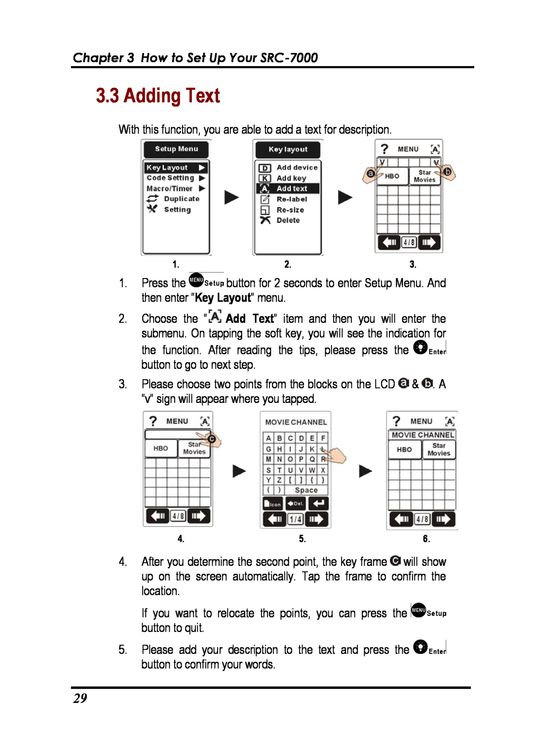 Sunwave Tech manual Adding Text, How to Set Up Your SRC-7000 
