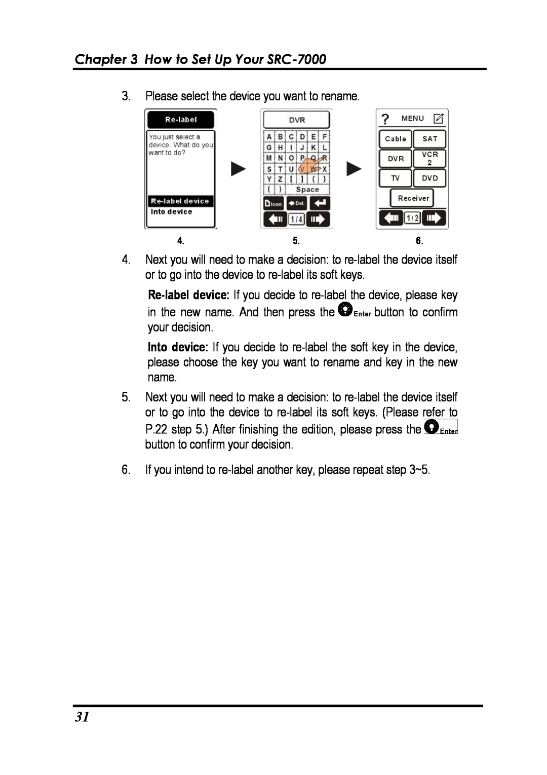 Sunwave Tech manual How to Set Up Your SRC-7000, Please select the device you want to rename 