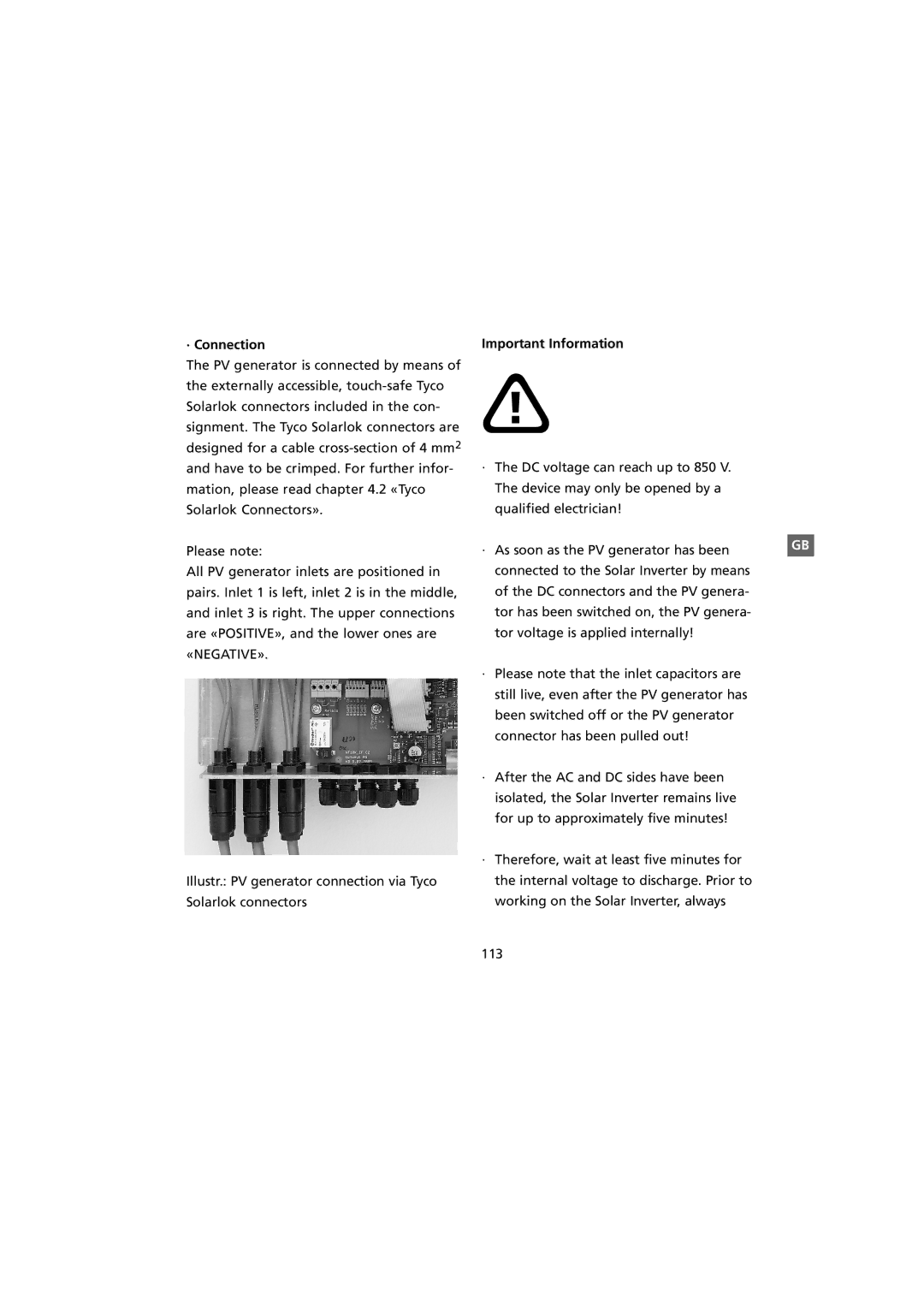 Sunway NT 10000 user manual · Connection, Important Information 