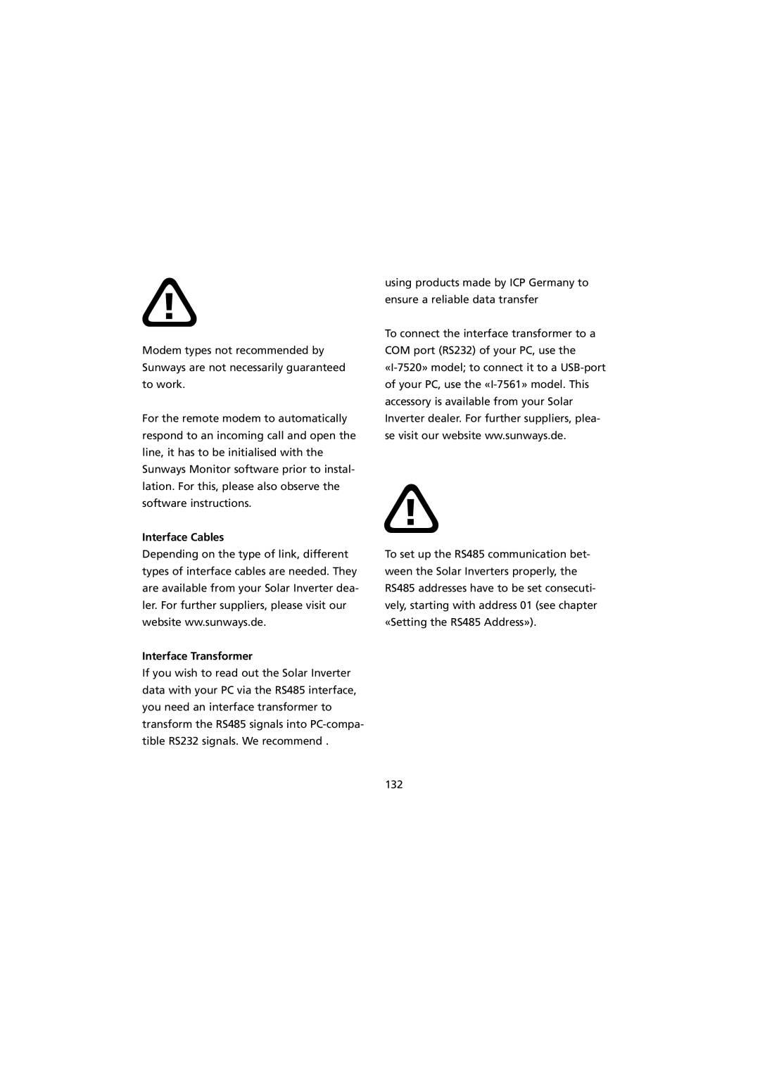 Sunway NT 10000 user manual Interface Cables, Interface Transformer 