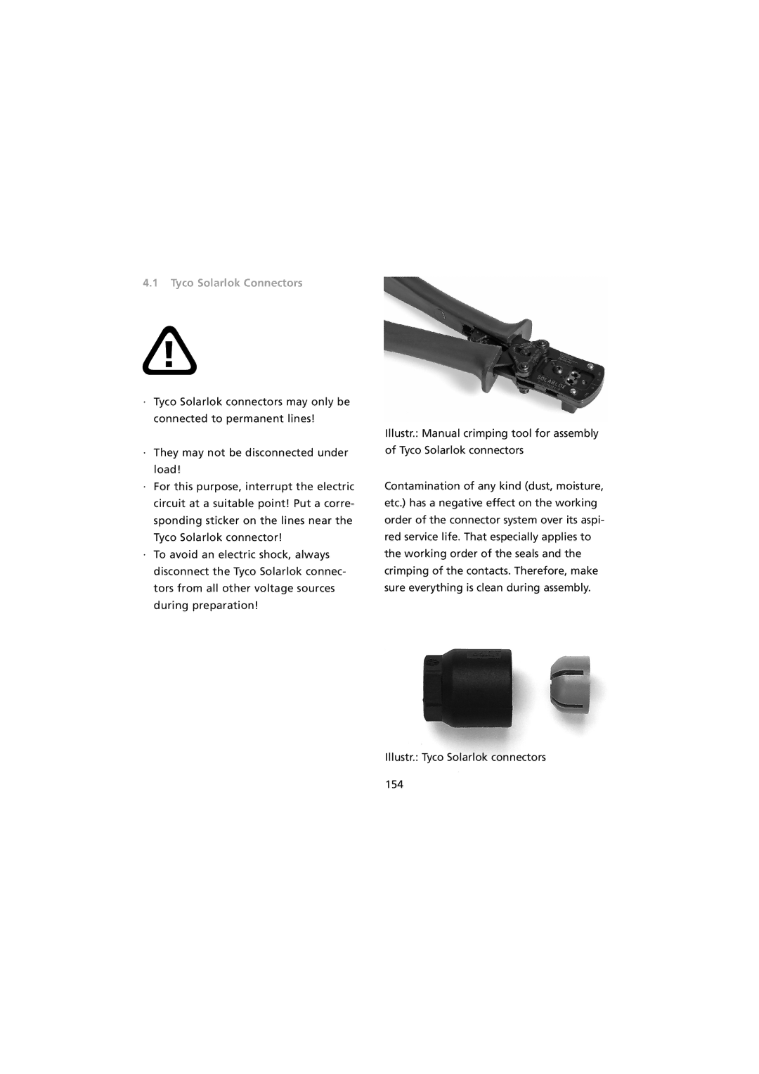 Sunway NT 10000 user manual Tyco Solarlok Connectors 