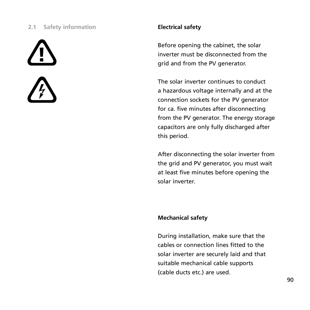 Sunway NT 4000, NT 6000, NT 2600 user manual Mechanical safety 