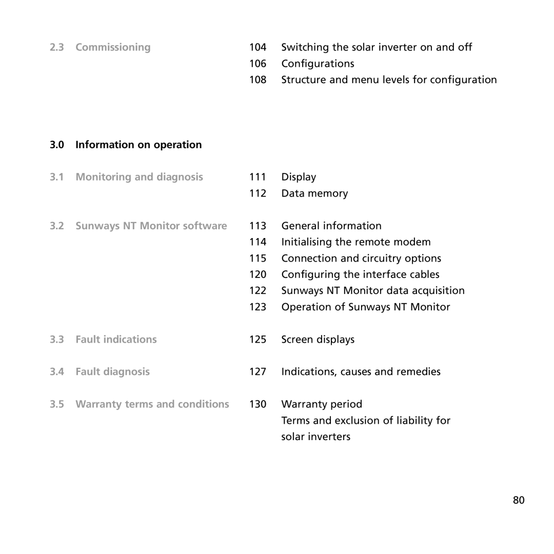 Sunway NT 2600, NT 6000, NT 4000 user manual Commissioning, Information on operation 