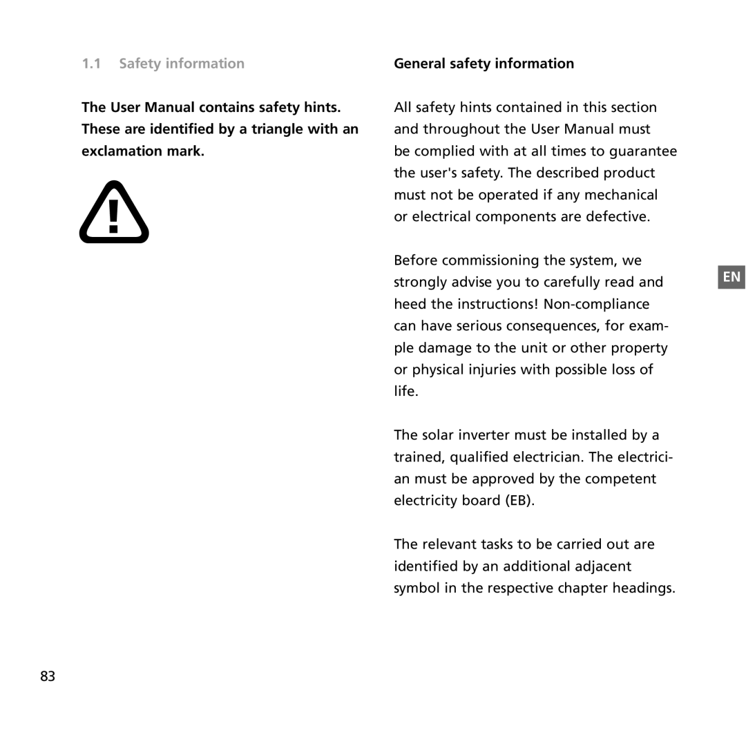 Sunway NT 2600, NT 6000, NT 4000 user manual General safety information 