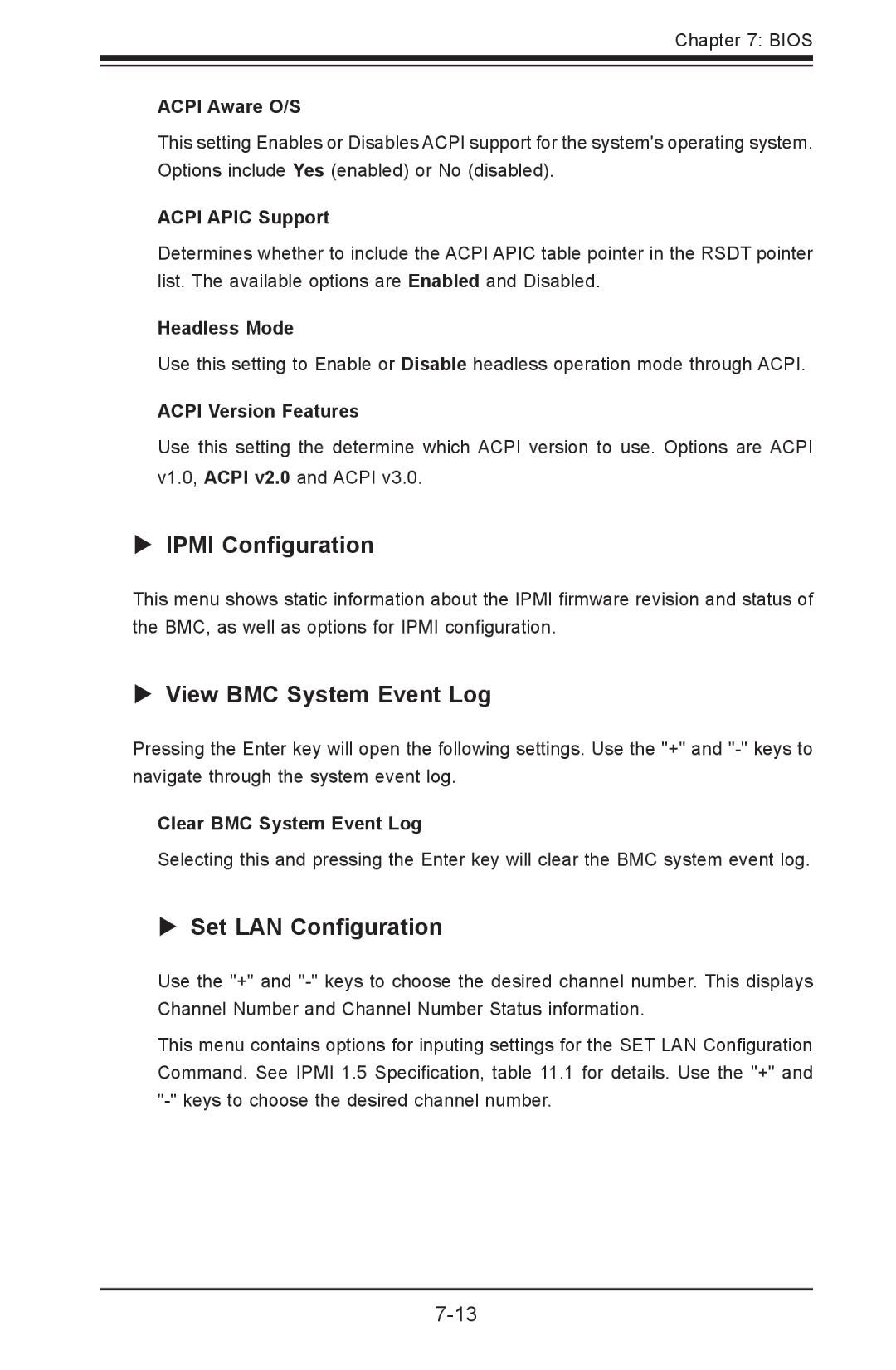 SUPER MICRO Computer 1012G-MTF user manual  Ipmi Configuration,  View BMC System Event Log,  Set LAN Configuration 