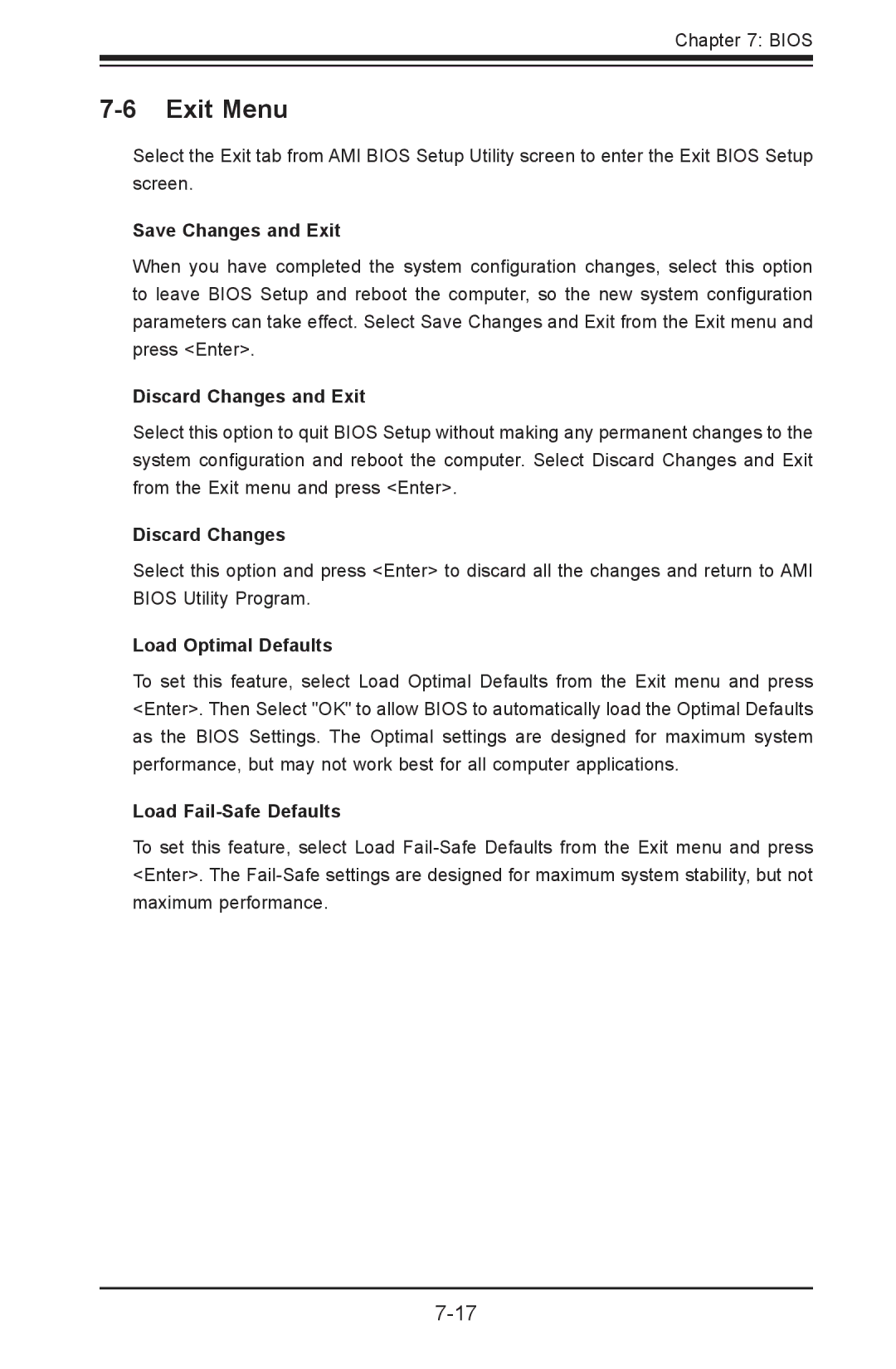 SUPER MICRO Computer 1012G-MTF user manual Exit Menu 