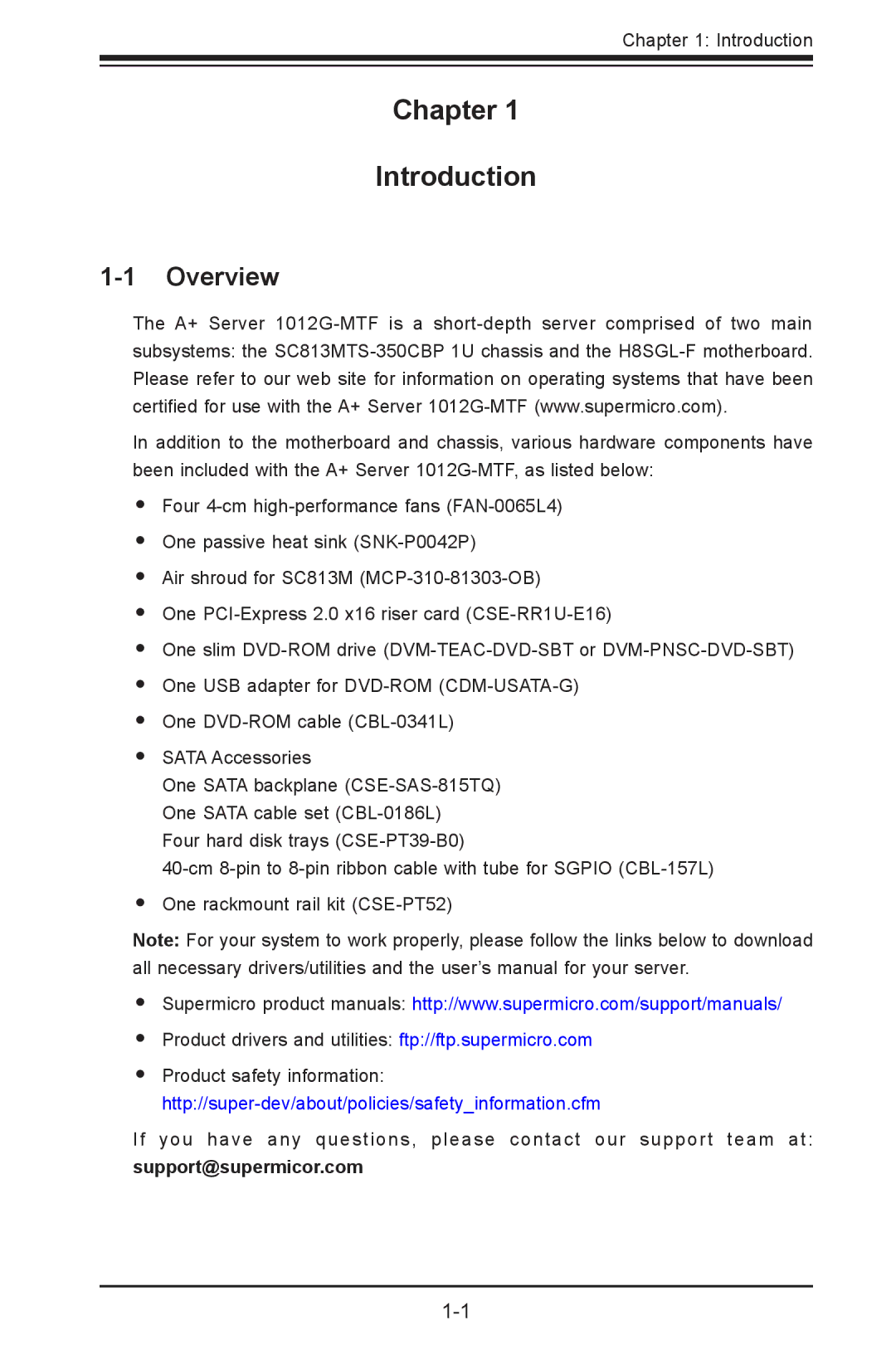 SUPER MICRO Computer 1012G-MTF user manual Chapter Introduction, Overview 