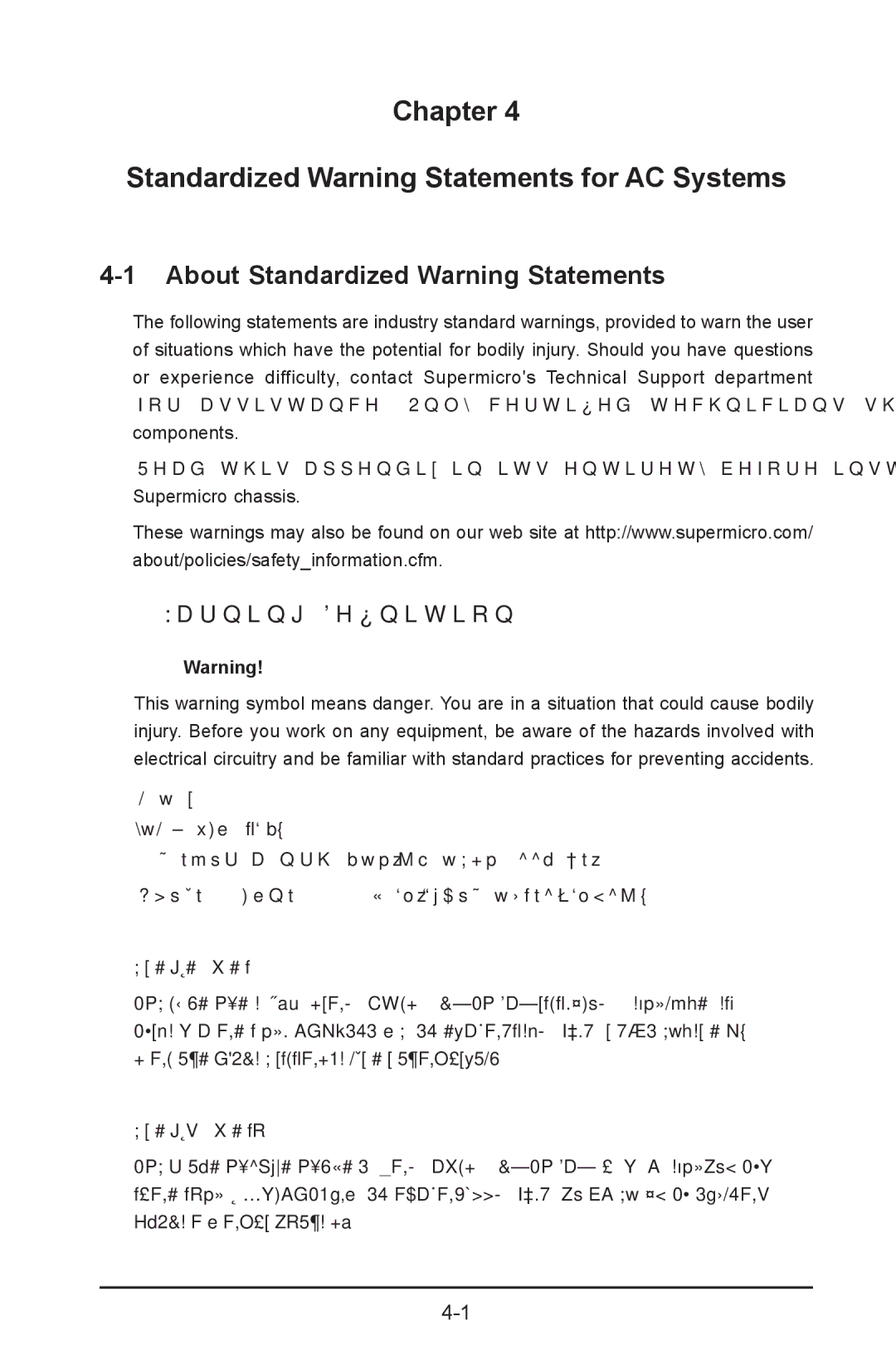 SUPER MICRO Computer 1012G-MTF user manual Chapter Standardized Warning Statements for AC Systems 