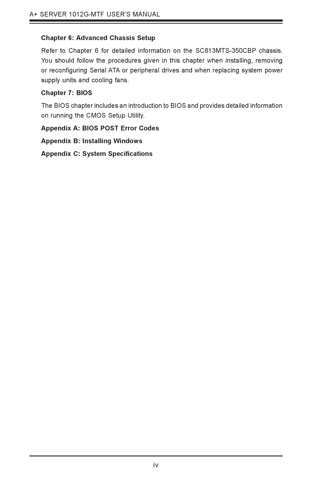 SUPER MICRO Computer 1012G-MTF user manual Advanced Chassis Setup, Bios 