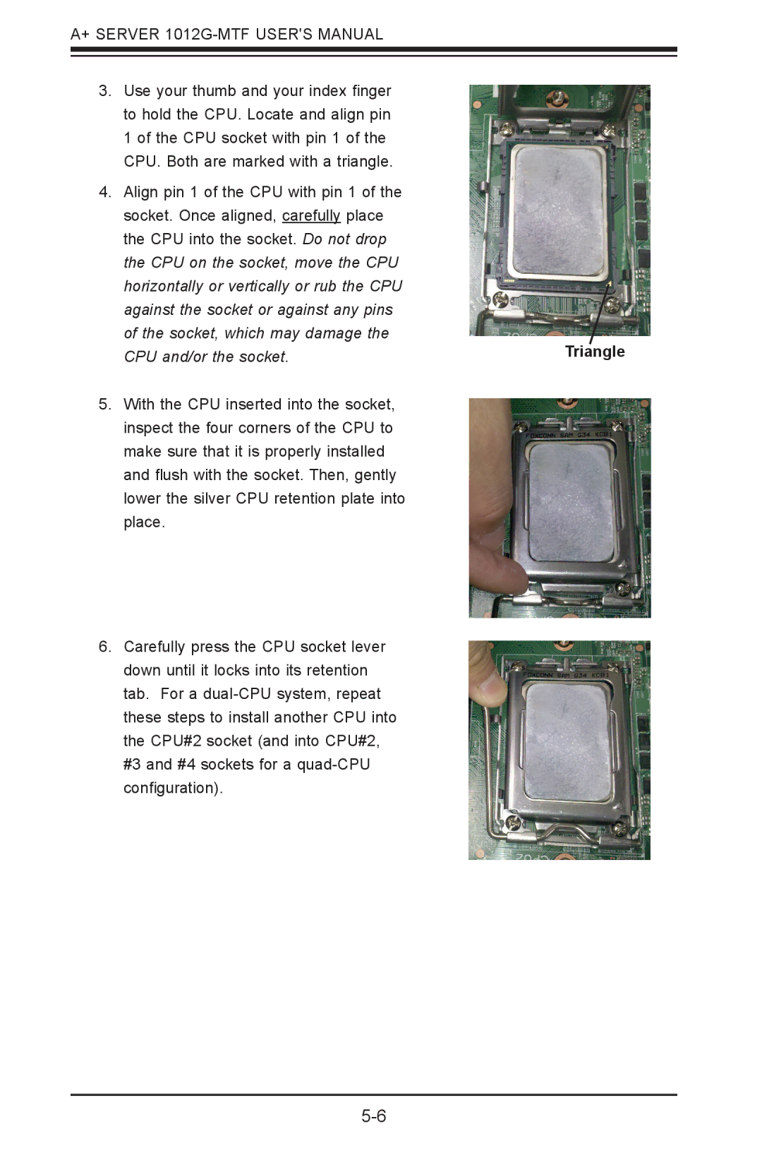 SUPER MICRO Computer 1012G-MTF user manual CPU and/or the socket 