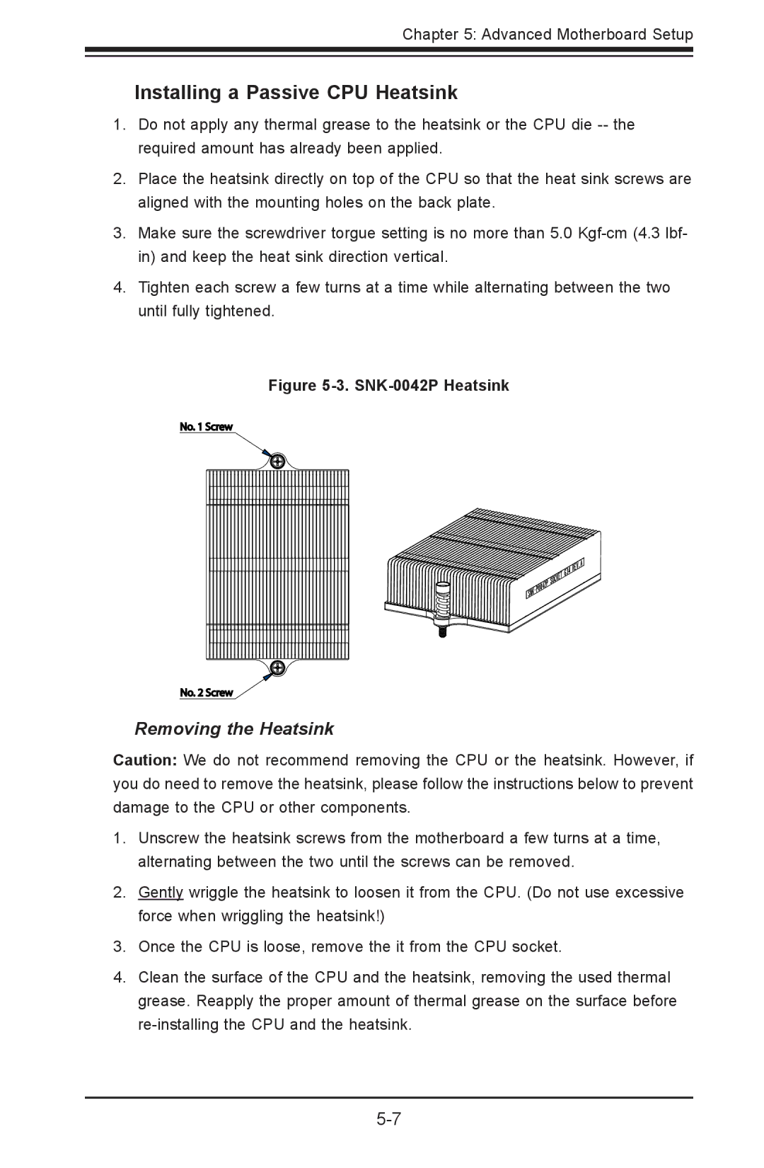 SUPER MICRO Computer 1012G-MTF user manual Installing a Passive CPU Heatsink, SNK-0042P Heatsink 