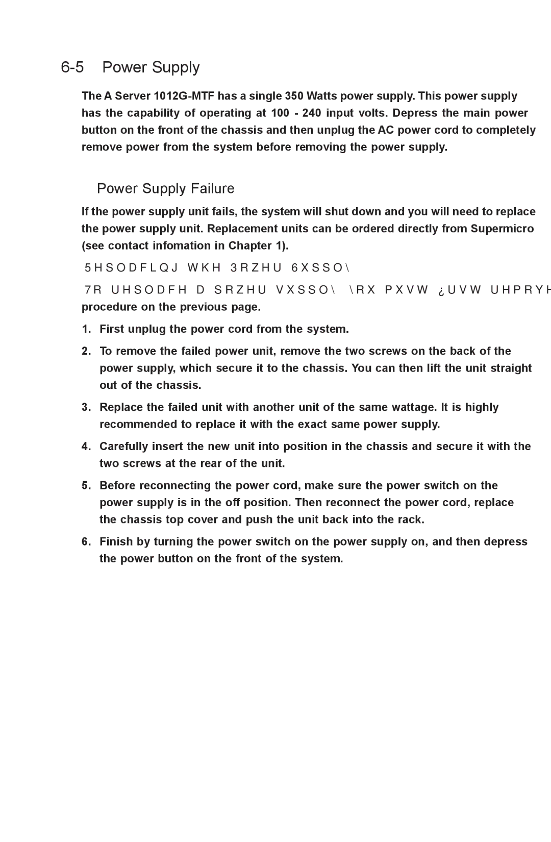 SUPER MICRO Computer 1012G-MTF user manual Power Supply Failure, Replacing the Power Supply 