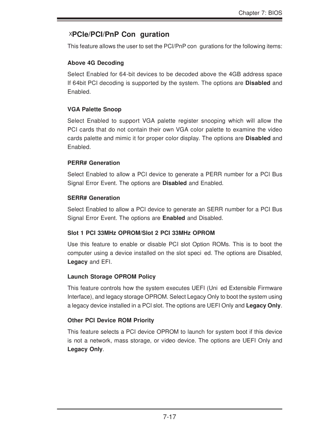 SUPER MICRO Computer 1018D-73MTF user manual PCIe/PCI/PnP Conﬁguration 