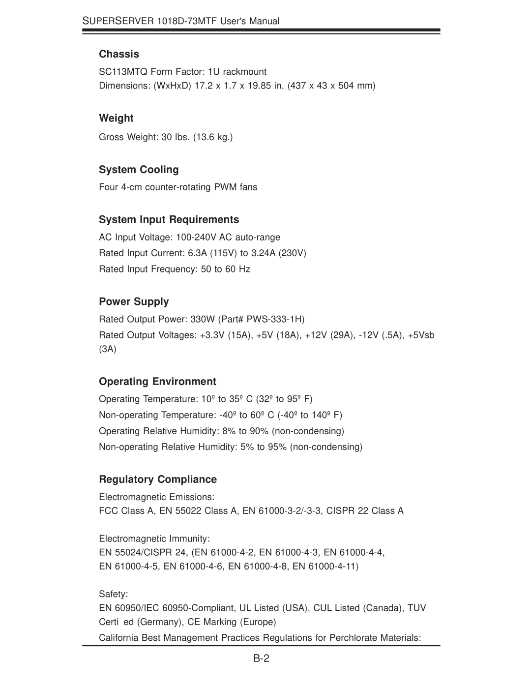 SUPER MICRO Computer 1018D-73MTF user manual Chassis 