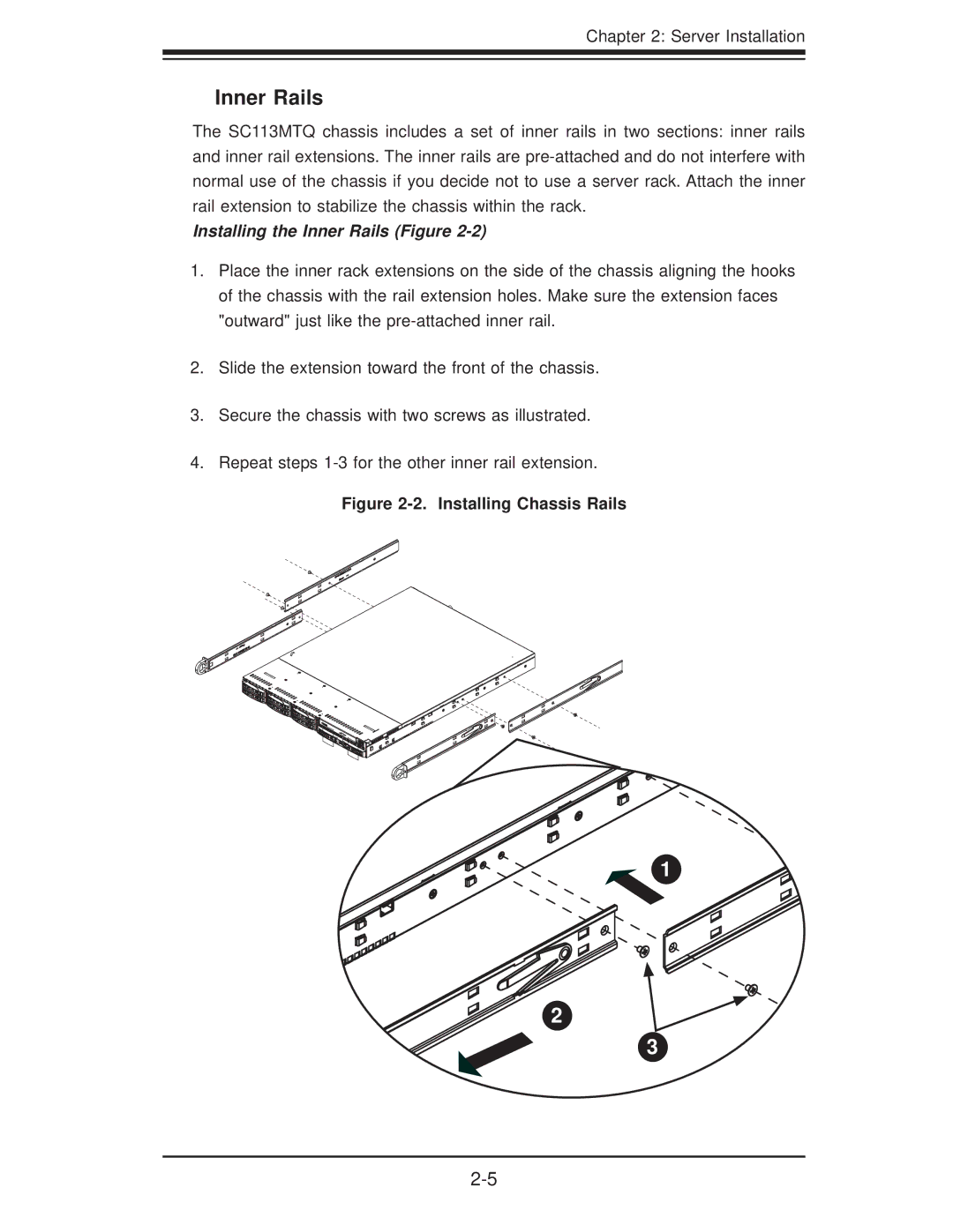 SUPER MICRO Computer 1018D-73MTF user manual Inner Rails, Installing Chassis Rails 