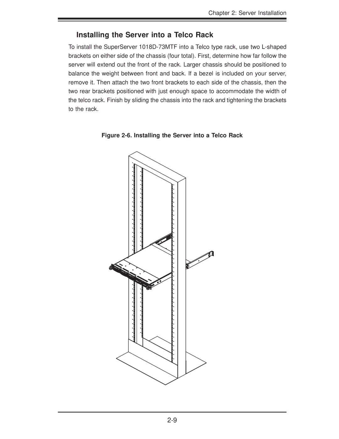 SUPER MICRO Computer 1018D-73MTF user manual Installing the Server into a Telco Rack 