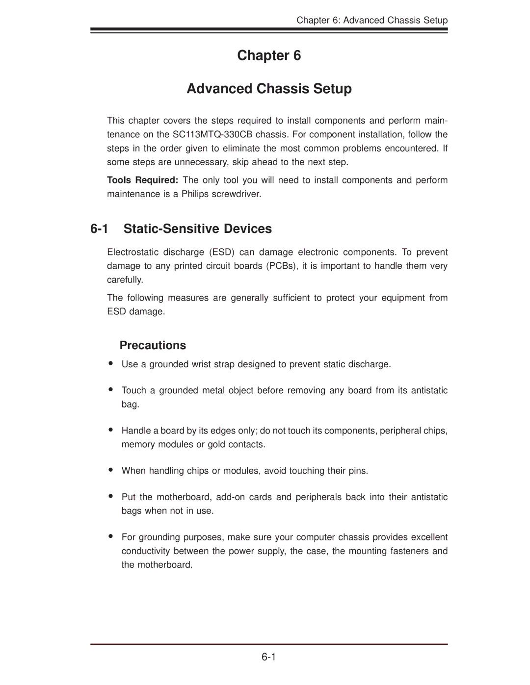 SUPER MICRO Computer 1018D-73MTF user manual Chapter Advanced Chassis Setup 