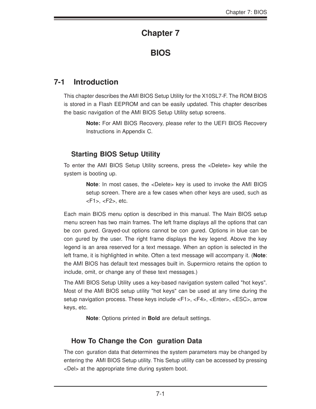 SUPER MICRO Computer 1018D-73MTF Chapter, Introduction, Starting Bios Setup Utility, How To Change the Conﬁguration Data 