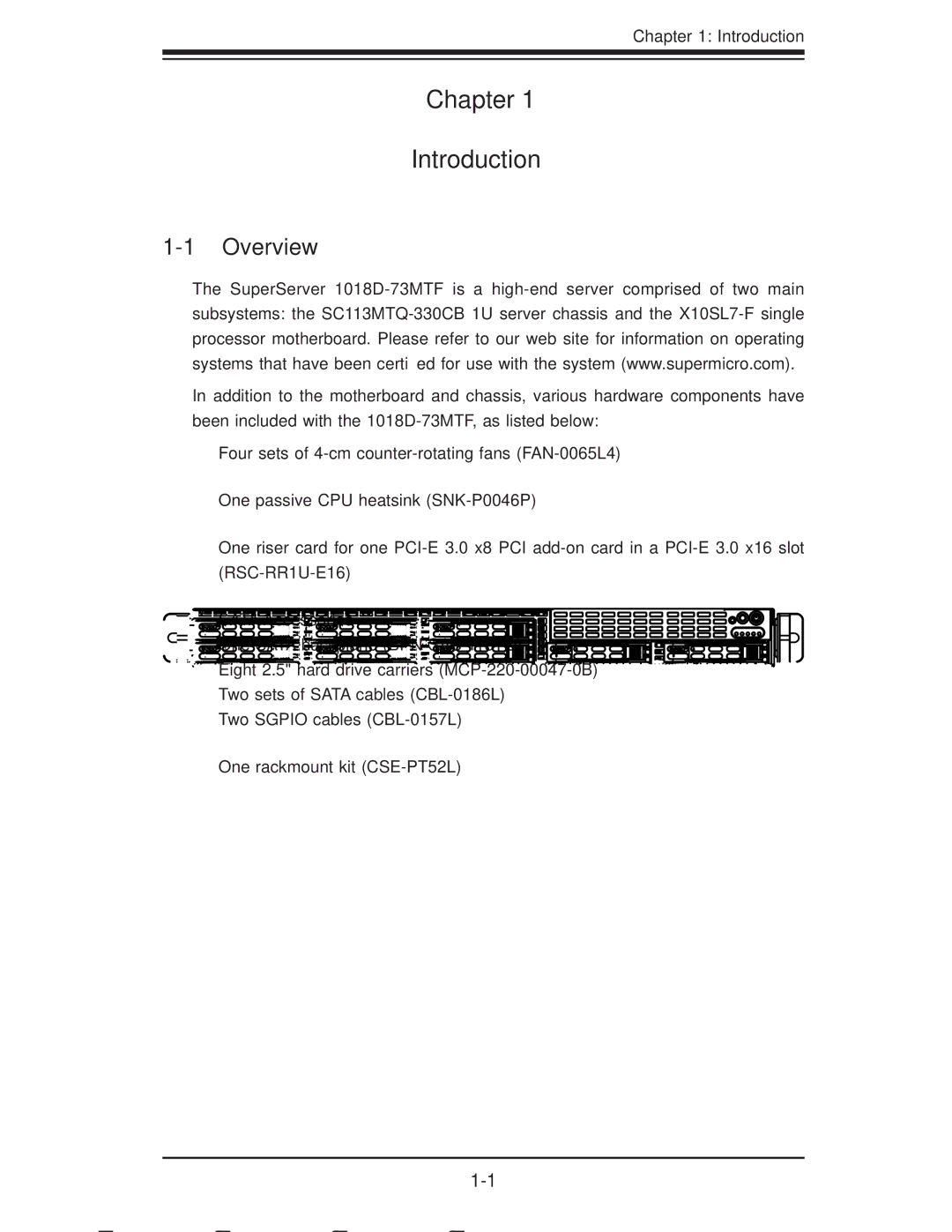 SUPER MICRO Computer 1018D-73MTF user manual Chapter Introduction, Overview 