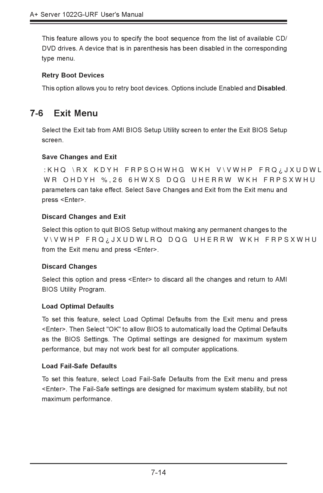 SUPER MICRO Computer 1022G-URF user manual Exit Menu 