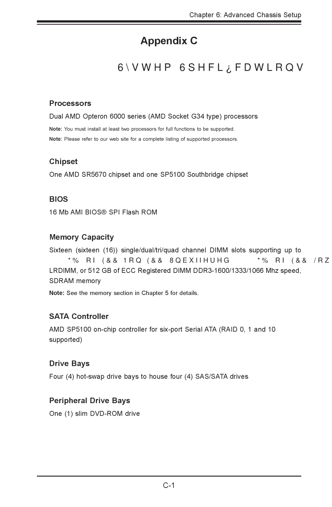 SUPER MICRO Computer 1022G-URF user manual Appendix C System Specifications 