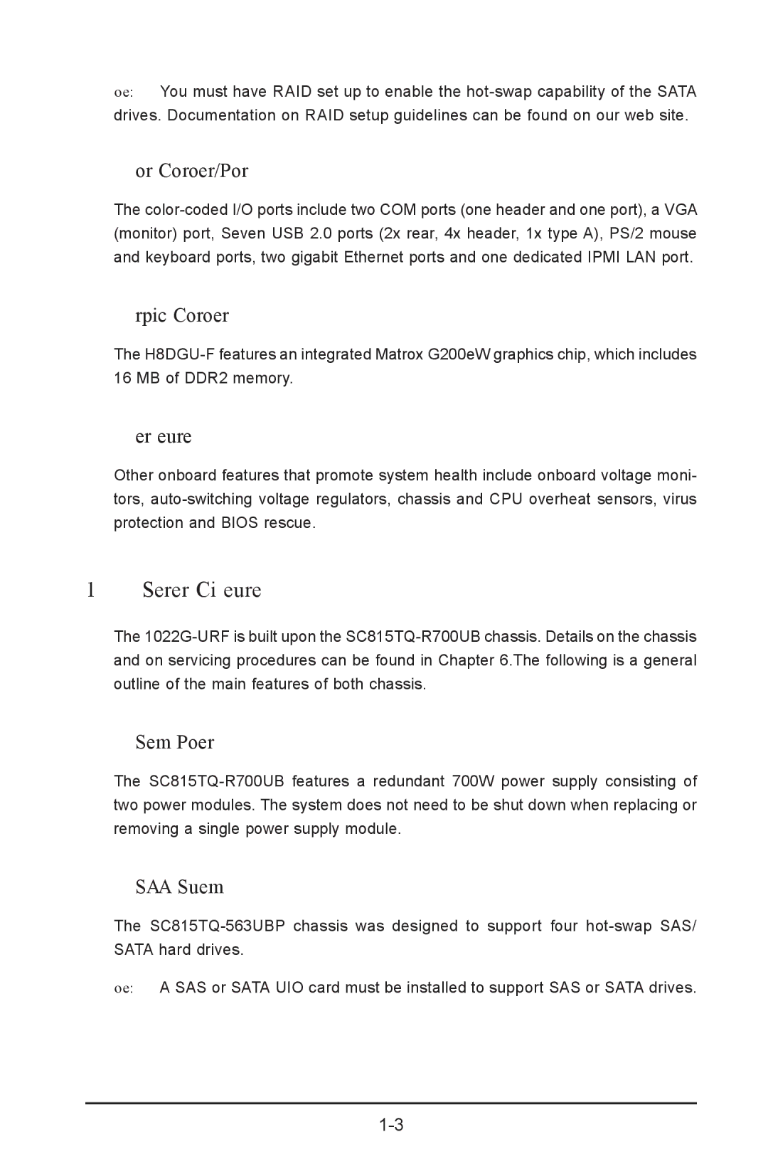 SUPER MICRO Computer 1022G-URF user manual Server Chassis Features 