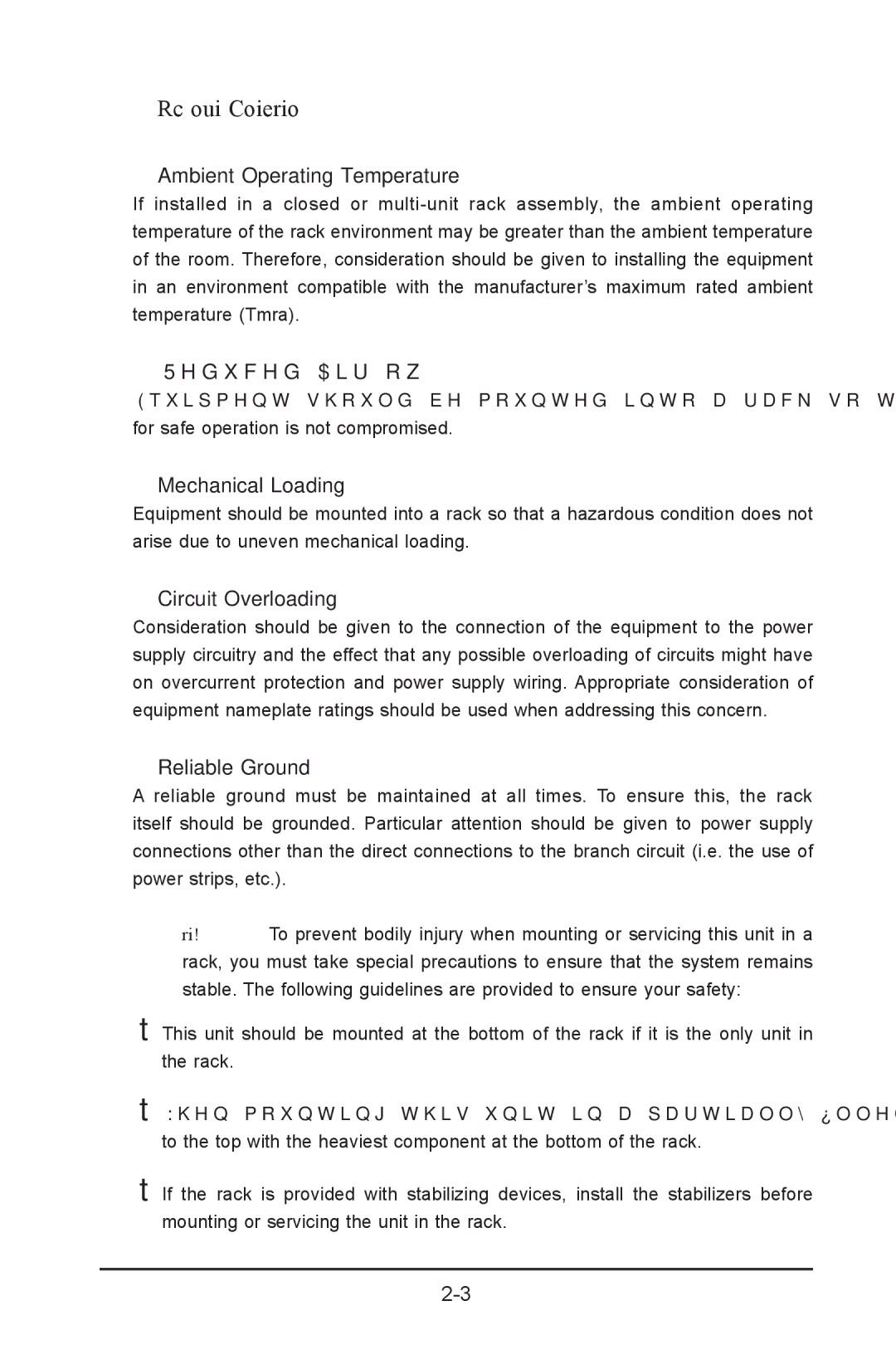 SUPER MICRO Computer 1022G-URF user manual Rack Mounting Considerations, Ambient Operating Temperature 