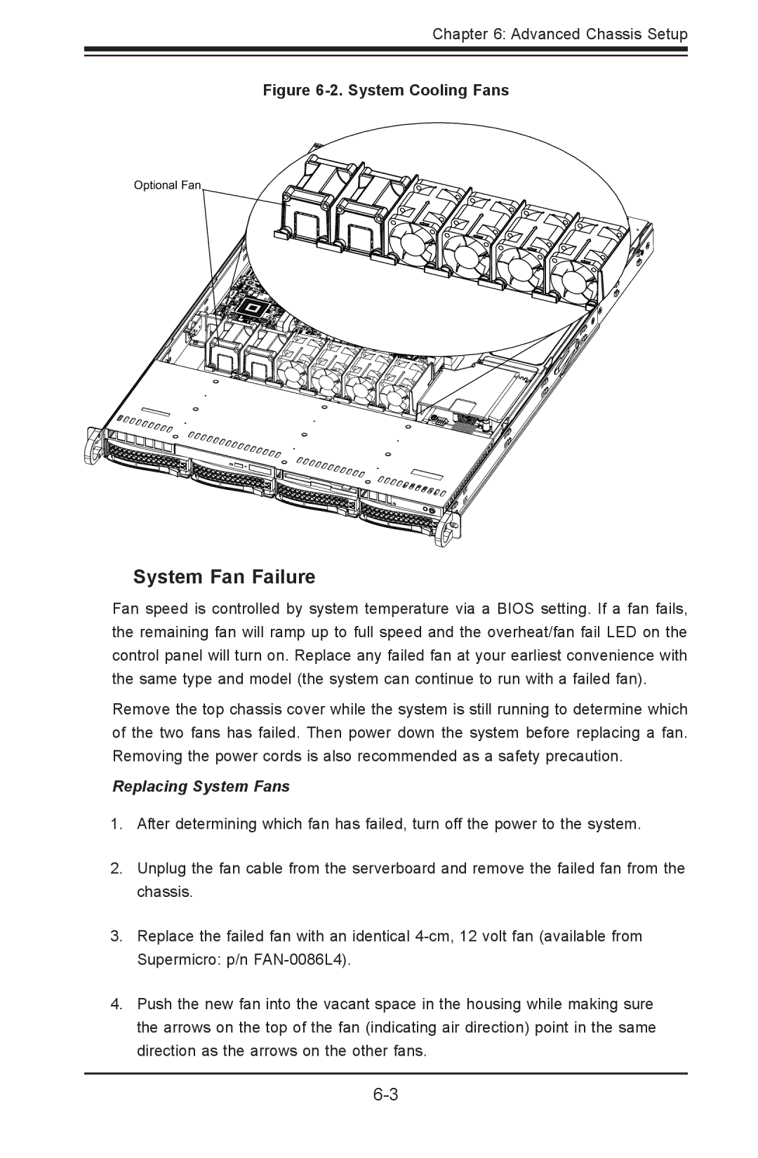 SUPER MICRO Computer 1022G-URF user manual System Fan Failure, Replacing System Fans 