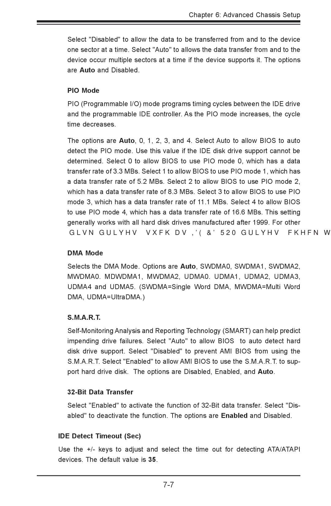 SUPER MICRO Computer 1022G-URF user manual PIO Mode, DMA Mode, A.R.T, Bit Data Transfer, IDE Detect Timeout Sec 