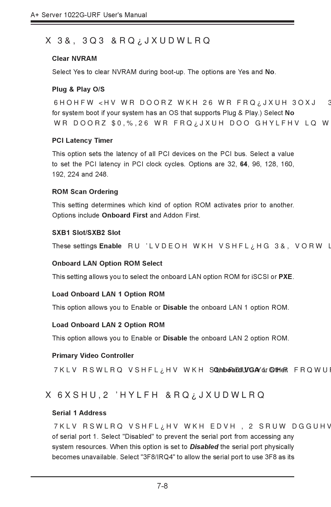 SUPER MICRO Computer 1022G-URF user manual  PCI/PnP Configuration,  SuperIO Device Configuration 