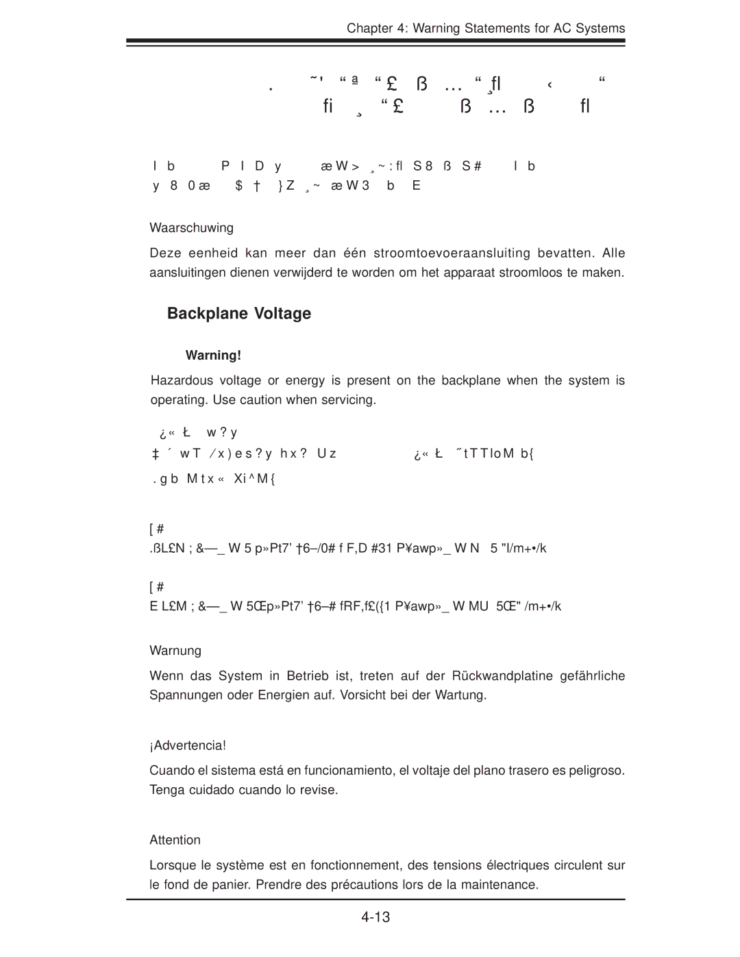 SUPER MICRO Computer 1.0a user manual Backplane Voltage 