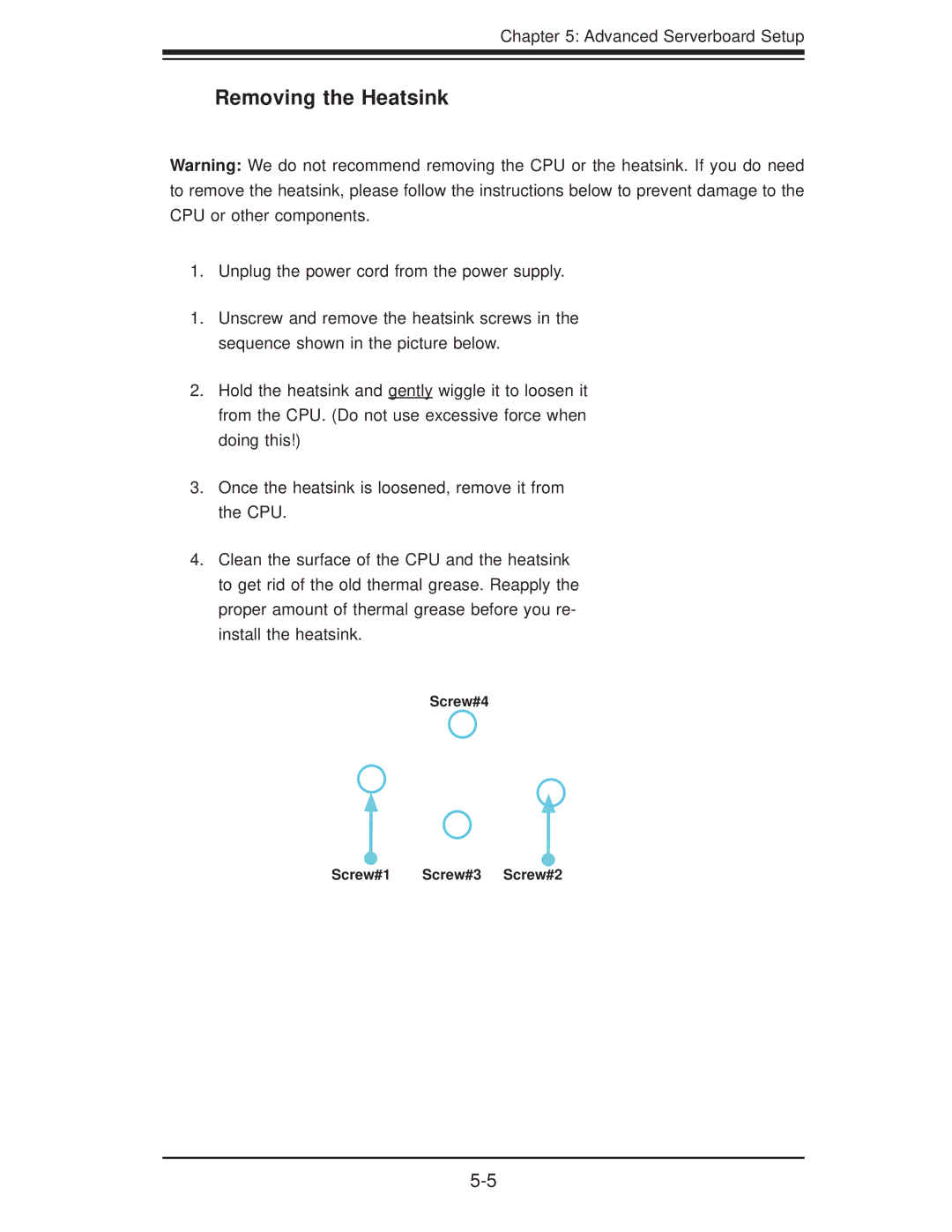 SUPER MICRO Computer 1.0a user manual Removing the Heatsink 