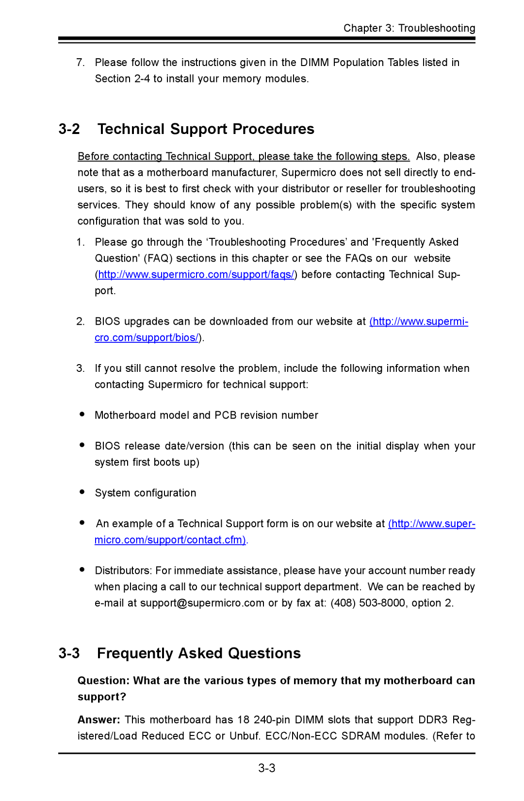 SUPER MICRO Computer 1.2b user manual Technical Support Procedures, Frequently Asked Questions 