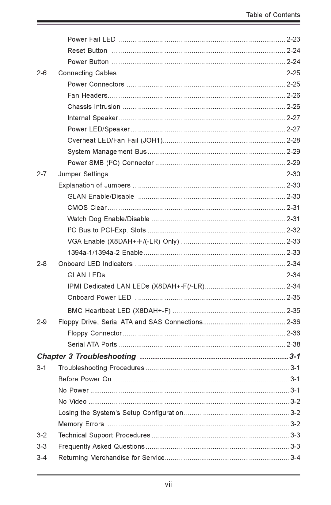 SUPER MICRO Computer 1.2b user manual Vii 