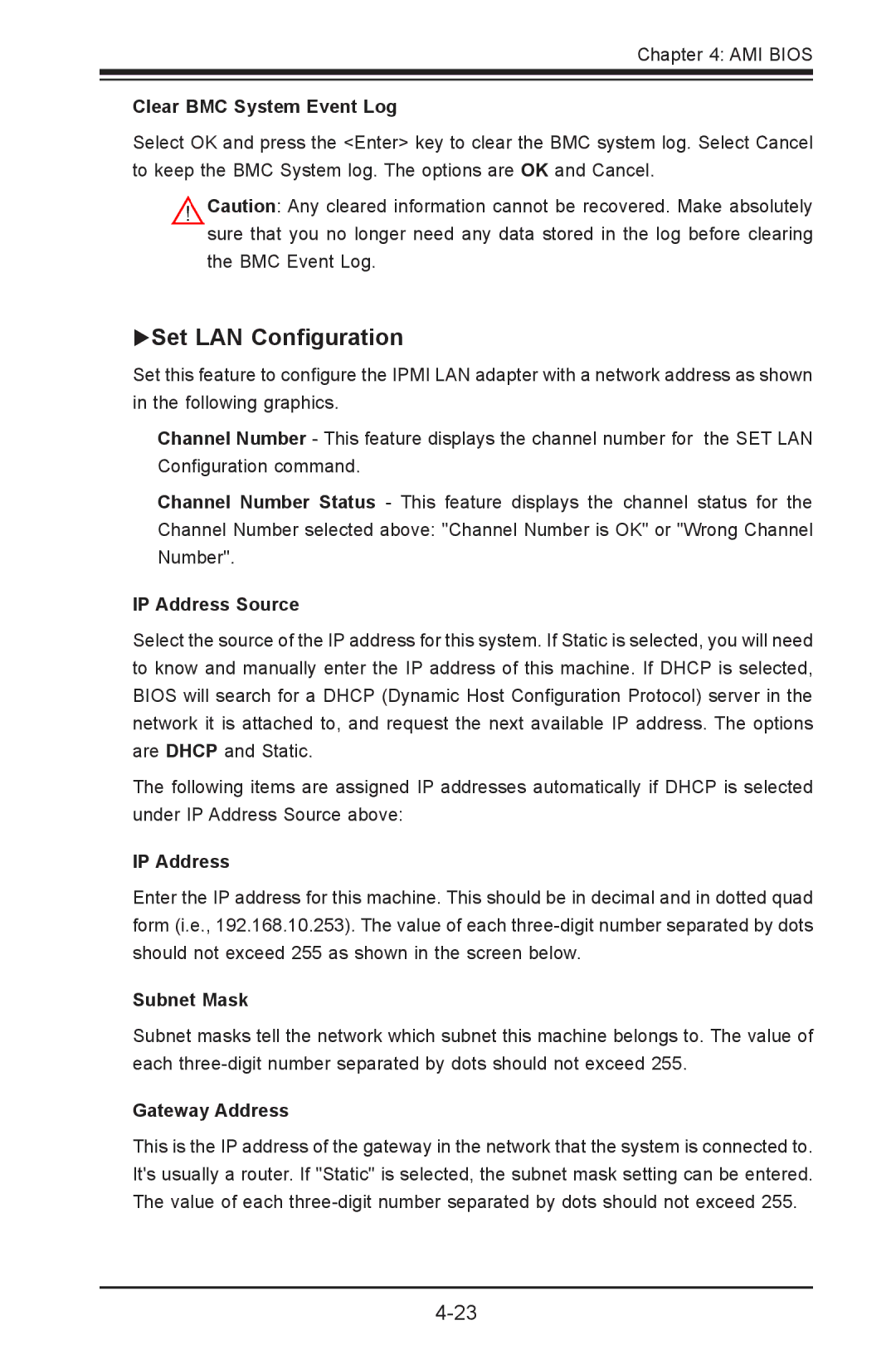 SUPER MICRO Computer 1.2b user manual Set LAN Configuration 